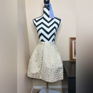 Hutch Anthropologie pleated A-line Metallic gold Cheetah Print Skirt size 6